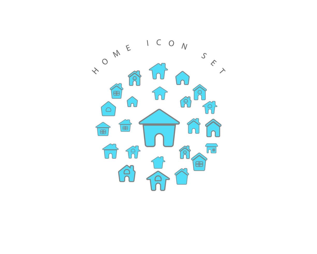 Home-Icon-Set-Design auf weißem Hintergrund. vektor