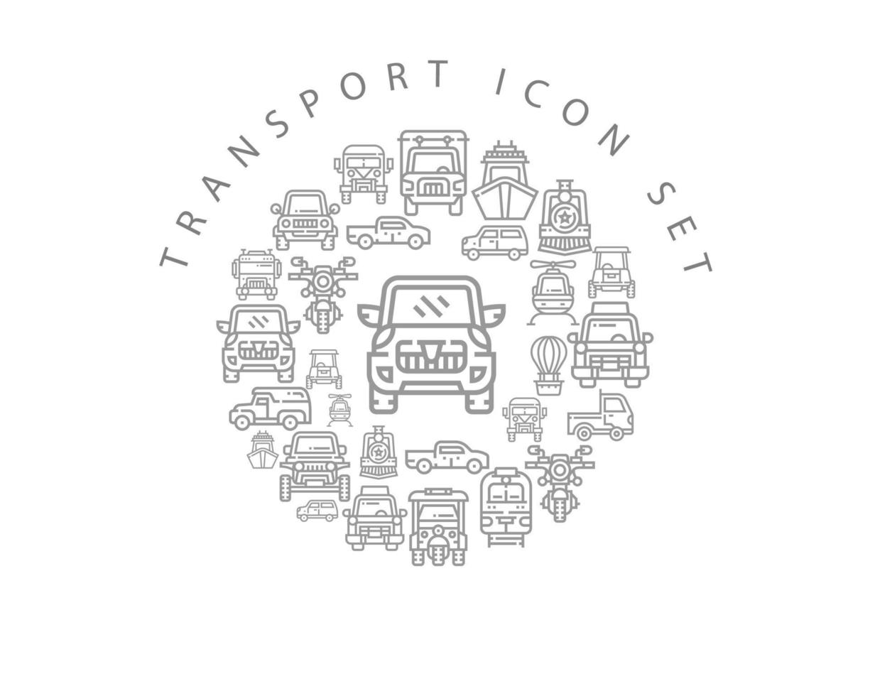 Transport-Icon-Set-Design auf weißem Hintergrund. vektor