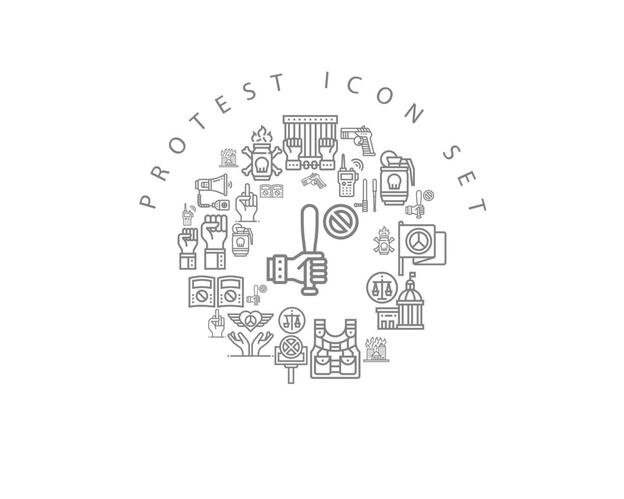 Protest-Icon-Set-Design auf weißem Hintergrund. vektor