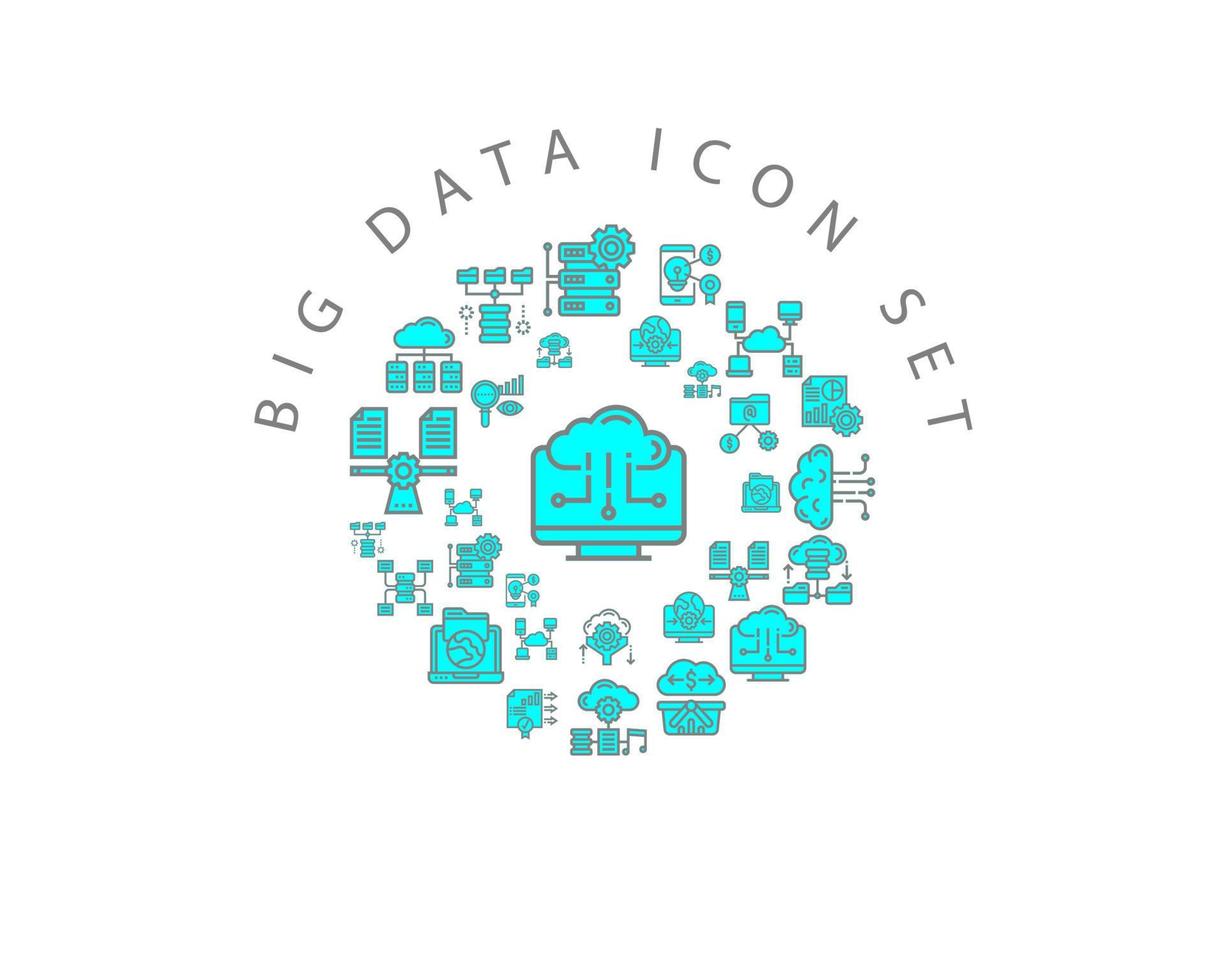 Big Data-Icon-Set-Design auf weißem Hintergrund vektor