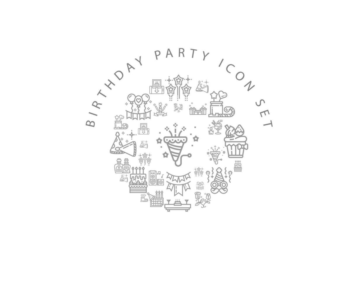 Geburtstagsfeier-Icon-Set-Design auf weißem Hintergrund. vektor