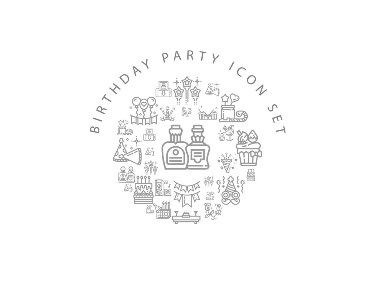 Geburtstagsfeier-Icon-Set-Design auf weißem Hintergrund. vektor