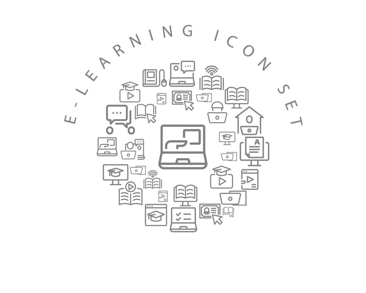 e-learning ikon uppsättning design på vit bakgrund. vektor