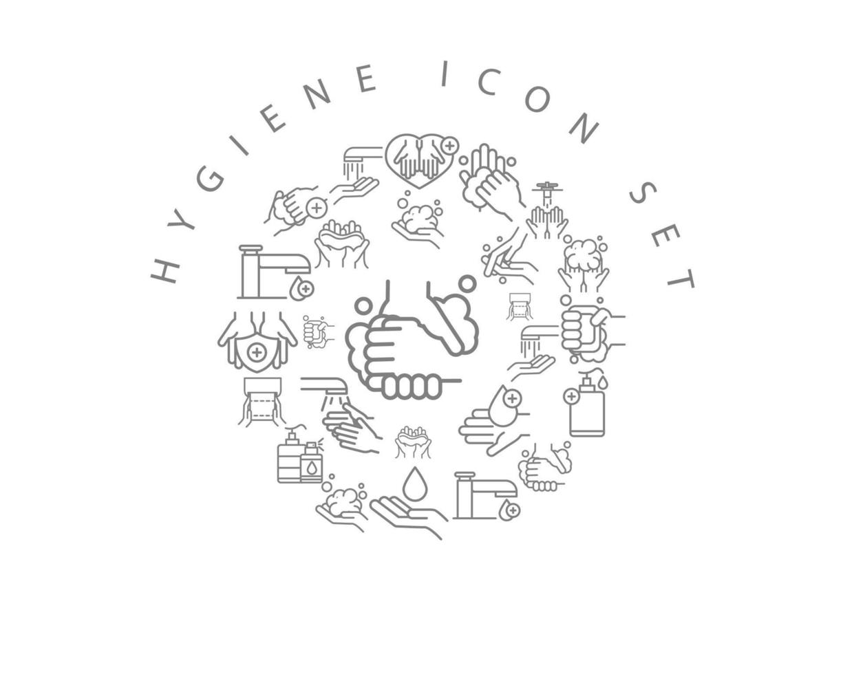 Hygiene-Icon-Set-Design auf weißem Hintergrund. vektor
