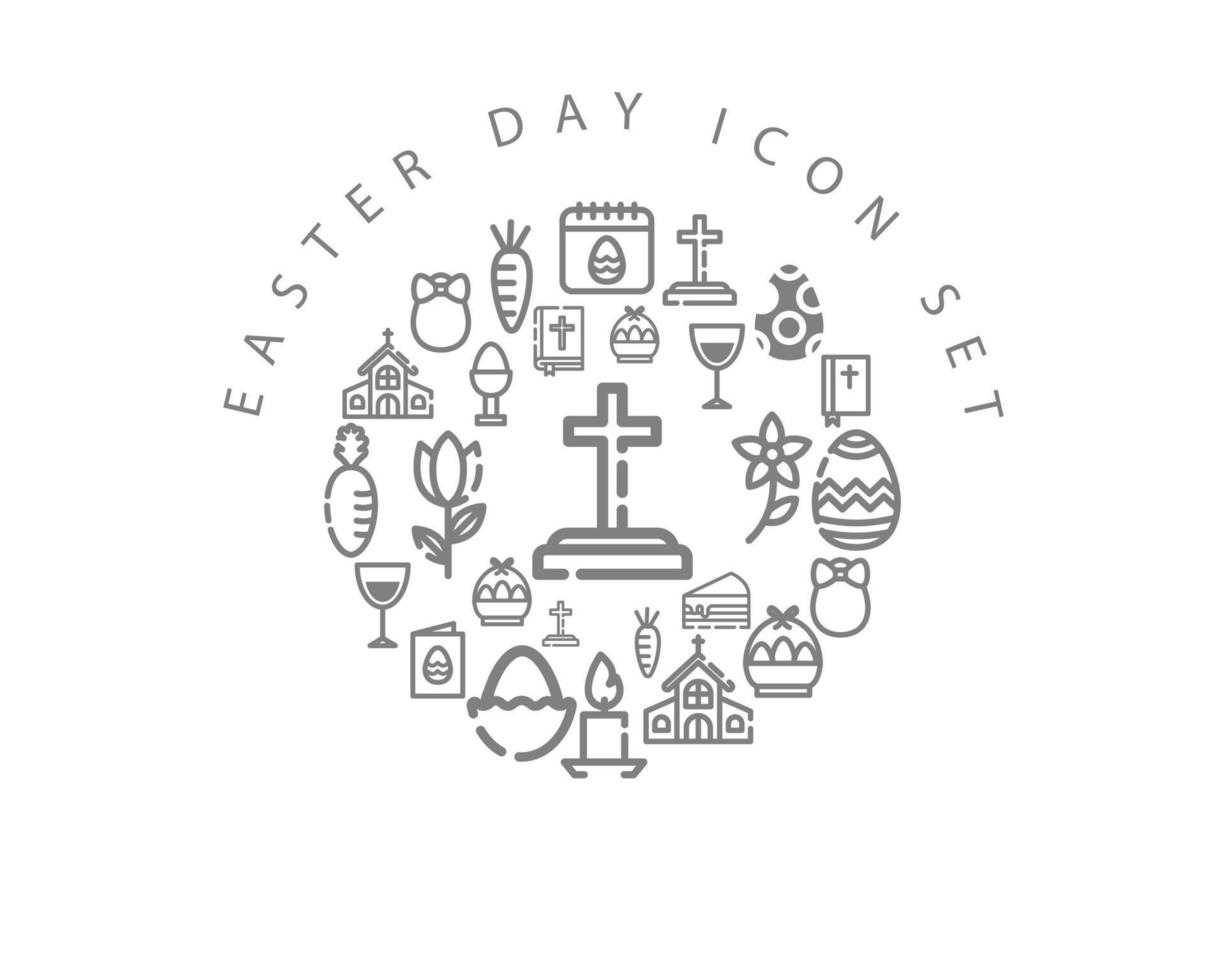 Ostern-Tag-Icon-Set-Design auf weißem Hintergrund. vektor