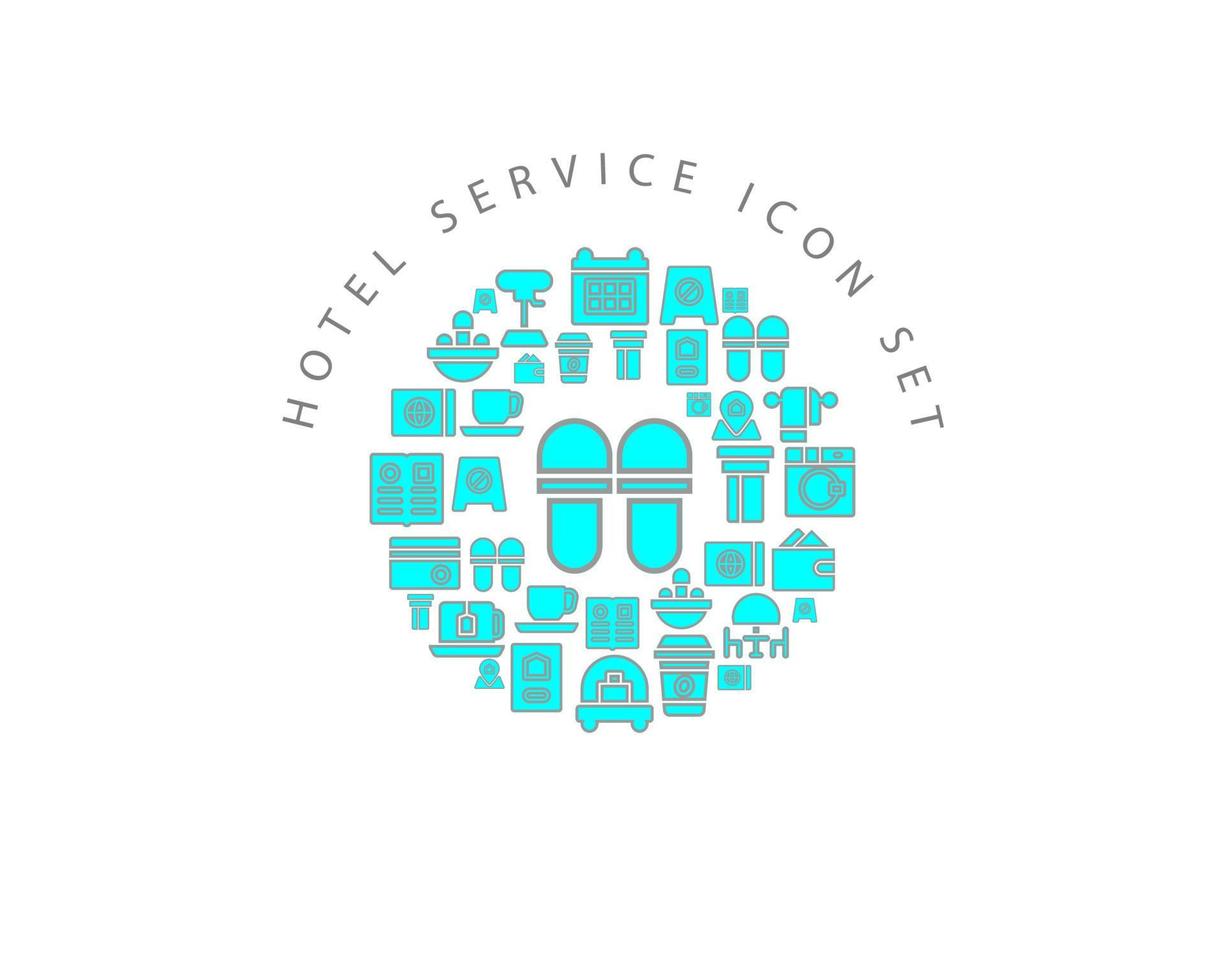 hotell service ikon uppsättning design på vit bakgrund vektor