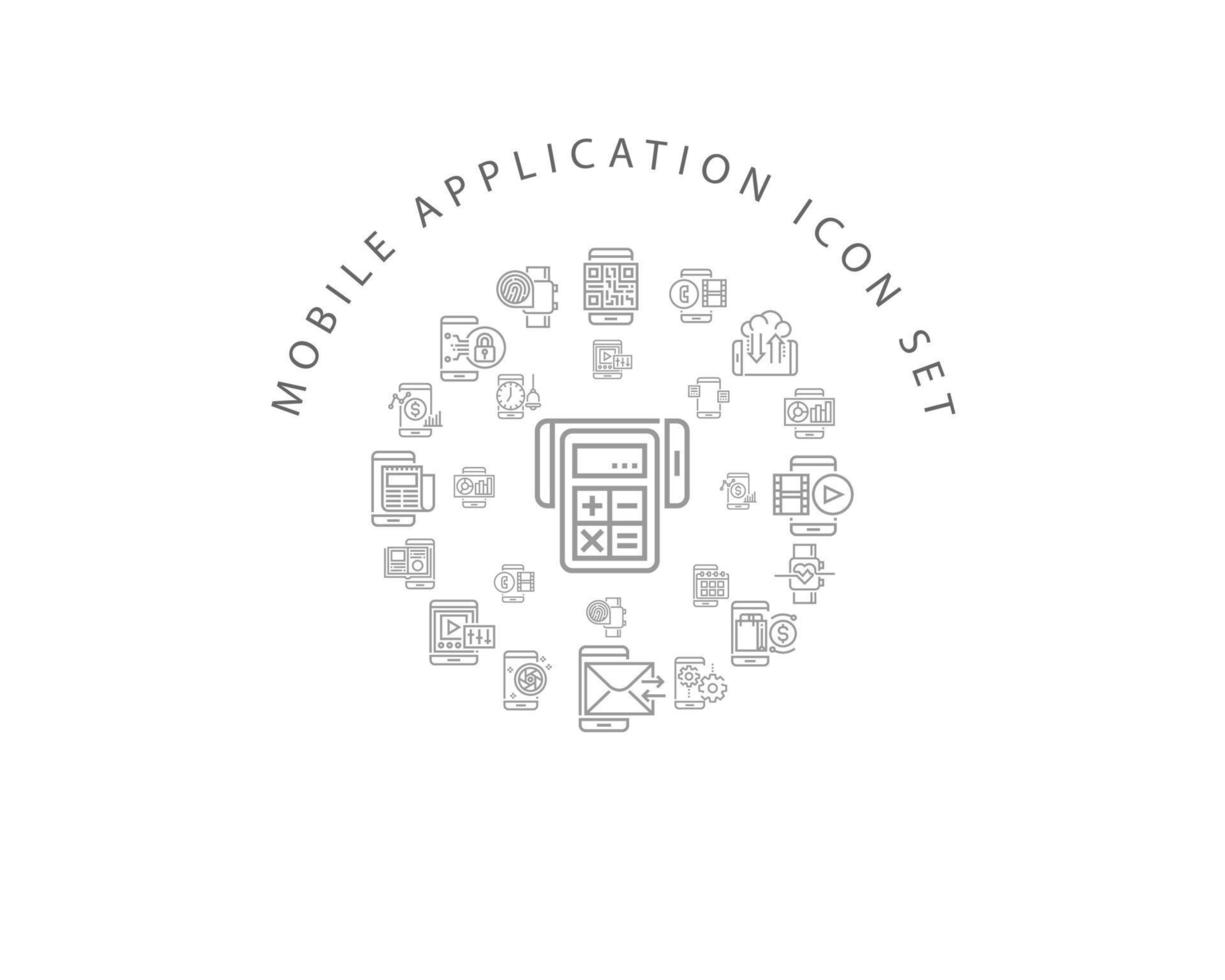 mobil Ansökan ikon uppsättning design på vit bakgrund. vektor