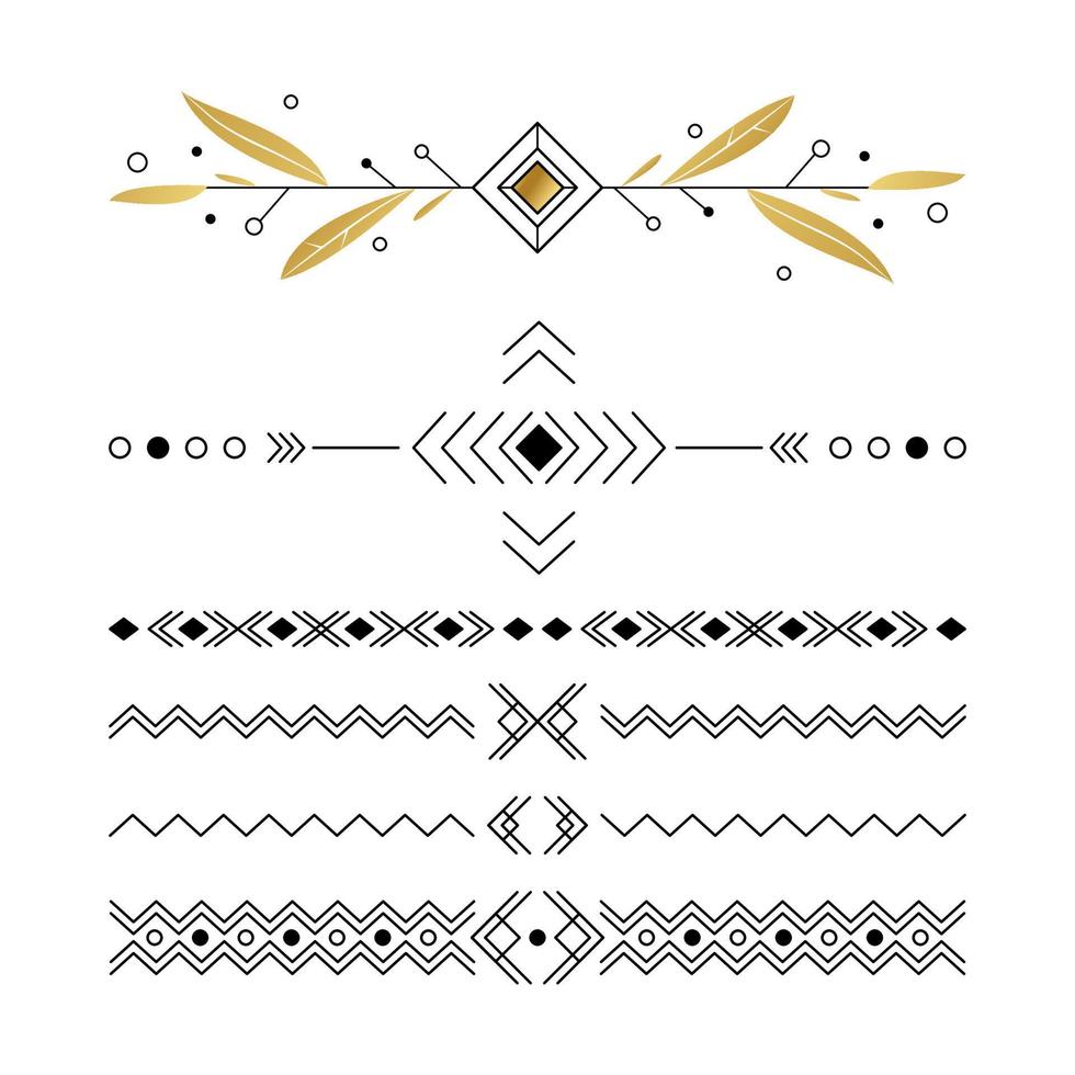 uppsättning av svart och guld ornament, ramar för illustrationer på en vit bakgrund - vektor