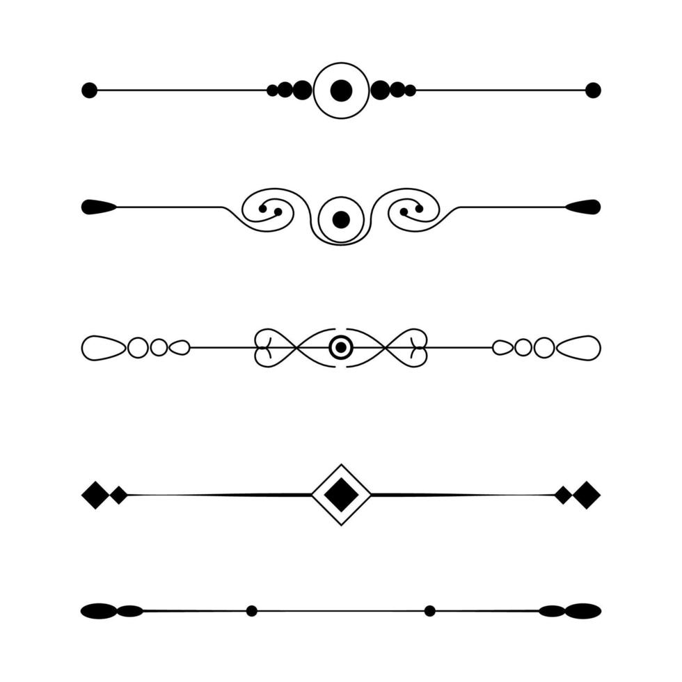 Satz von Ornamenten mit schwarzen Linien, Rahmen für Illustrationen auf weißem Hintergrund - Vektor