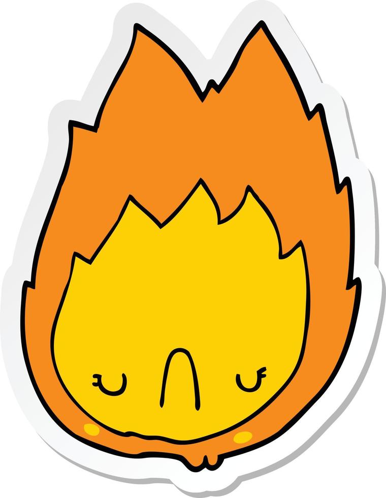 klistermärke av en tecknad serie olycklig flamma vektor