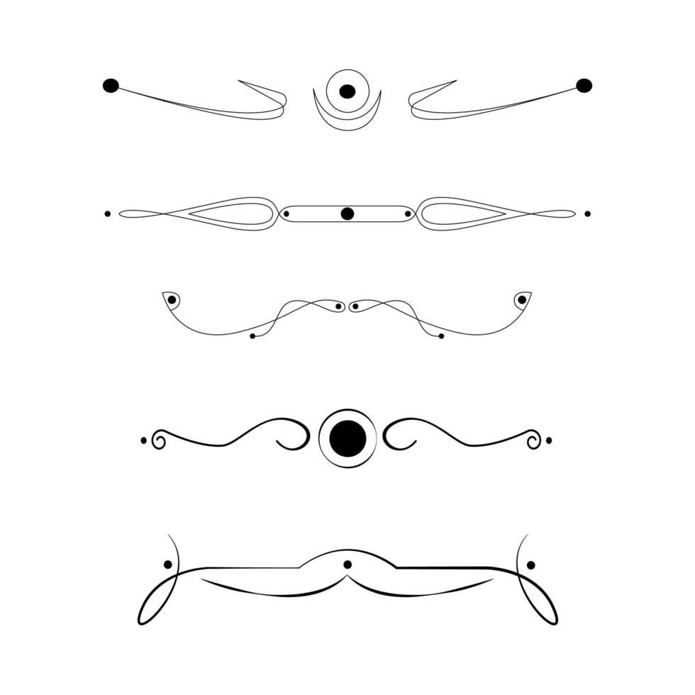 Satz von Ornamenten mit schwarzen Linien, Rahmen für Illustrationen auf weißem Hintergrund - Vektor