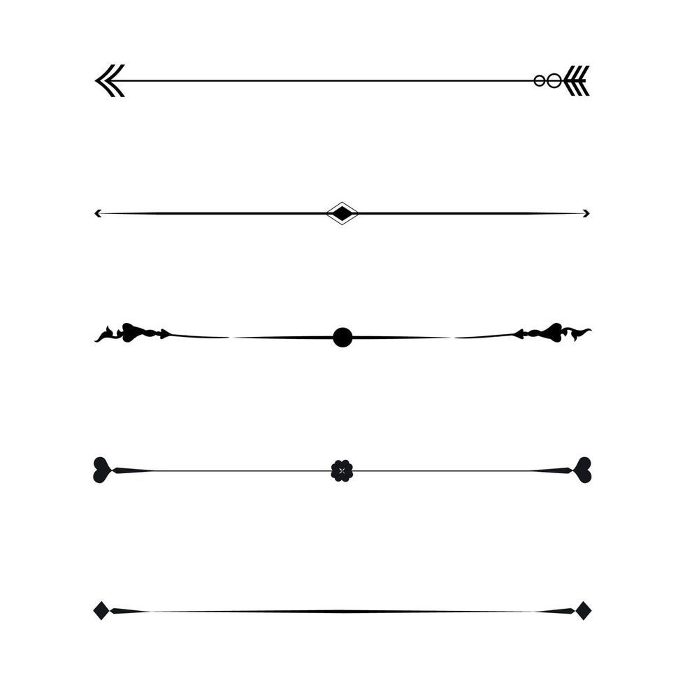 Satz von Ornamenten mit schwarzen Linien, Rahmen für Illustrationen auf weißem Hintergrund - Vektor