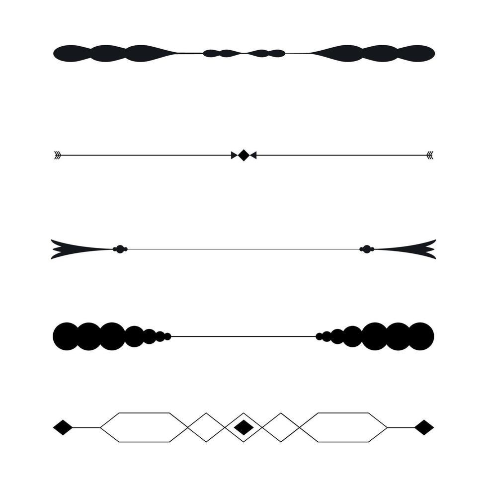 Satz von Ornamenten mit schwarzen Linien, Rahmen für Illustrationen auf weißem Hintergrund - Vektor