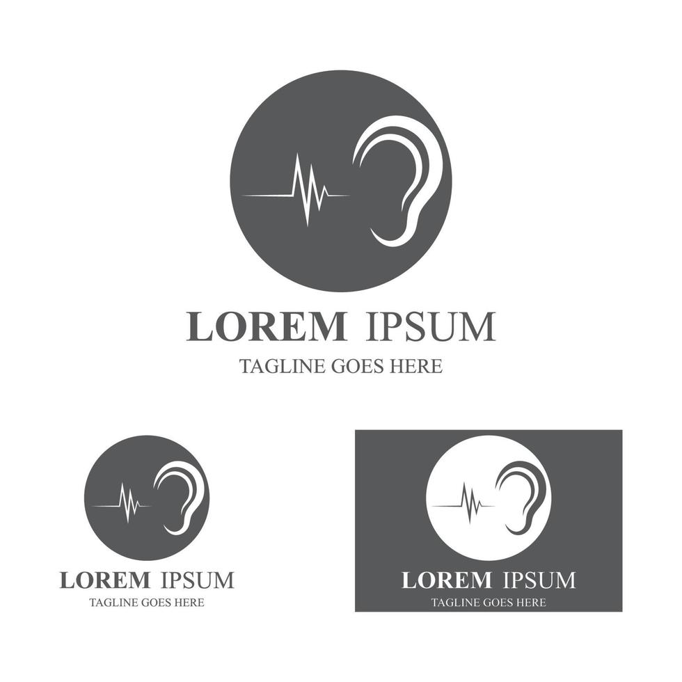 hörselsinna örat ikon logotyp vektor designmall illustration