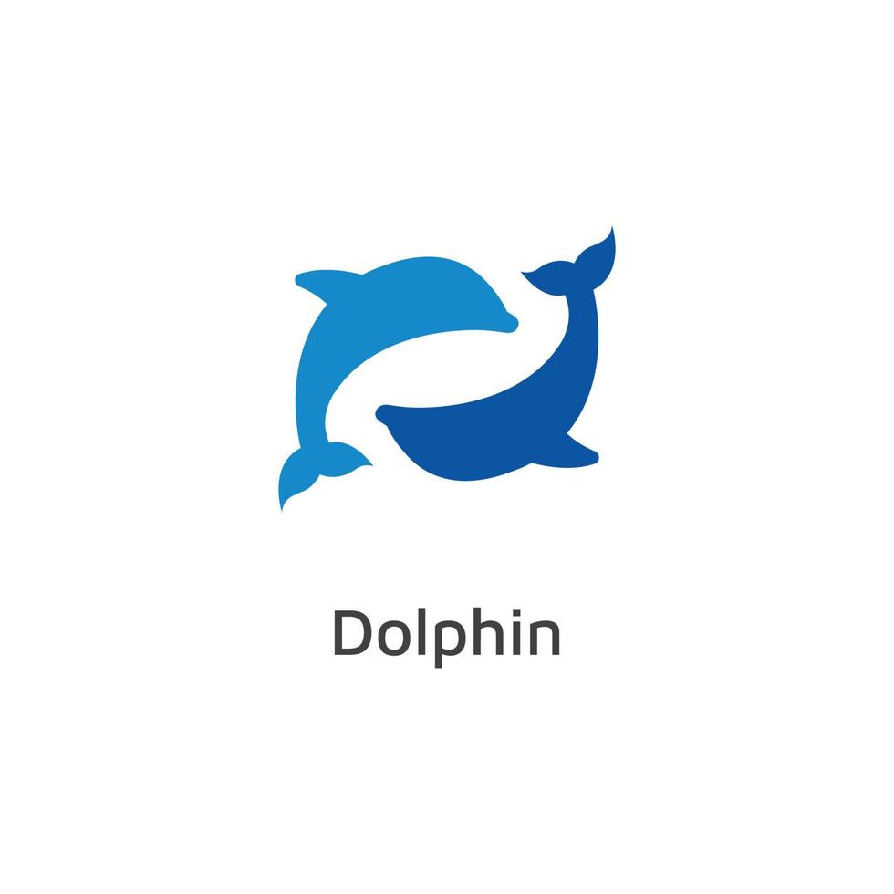 Delphin-Logo. Delfinspringen auf den Wellen des Meeres oder Strandes. mit Vektorillustrationsbearbeitung. vektor