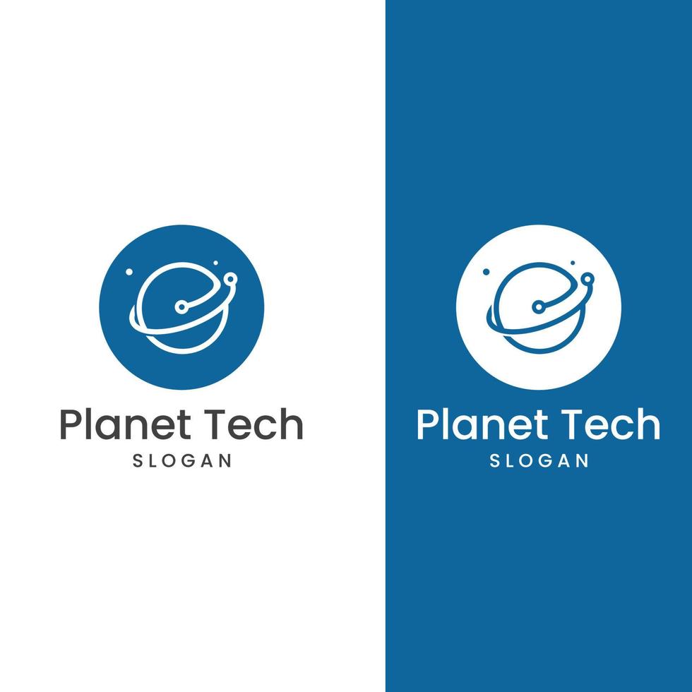 modernes Digital-Tech-World-Logo, Global- oder Tech-Planet und Digital-Tech-Schutz. Logo mit Konzeptvektor-Illustrationsschablone. vektor