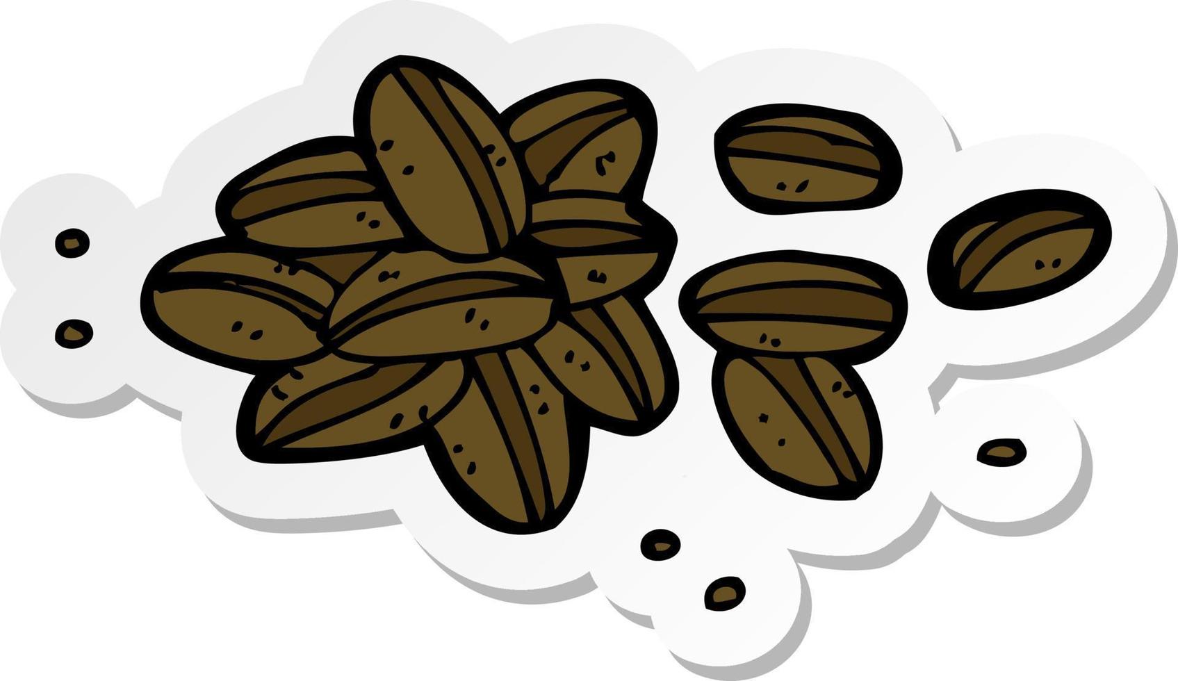 klistermärke av en tecknad kaffebönor vektor