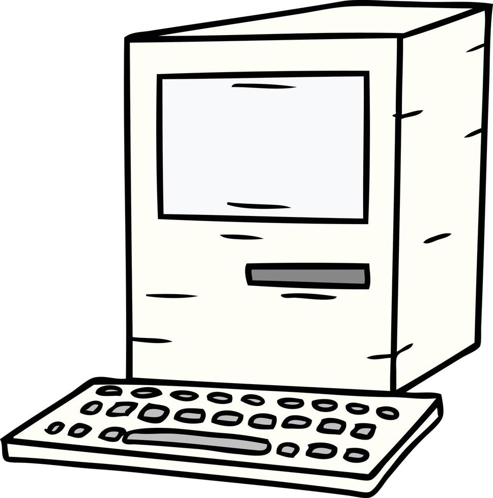 tecknad doodle av en dator och tangentbord vektor