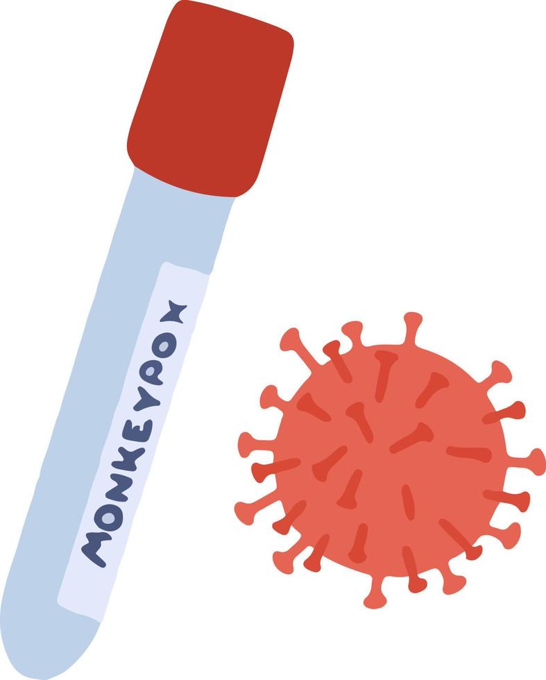 Blutprobenröhrchen für Affenpockenvirustest. es ist auch als Affenpockenvirus bekannt. Blutröhrchen für den Affenpockenvirus-Test. Vektor-Illustration vektor