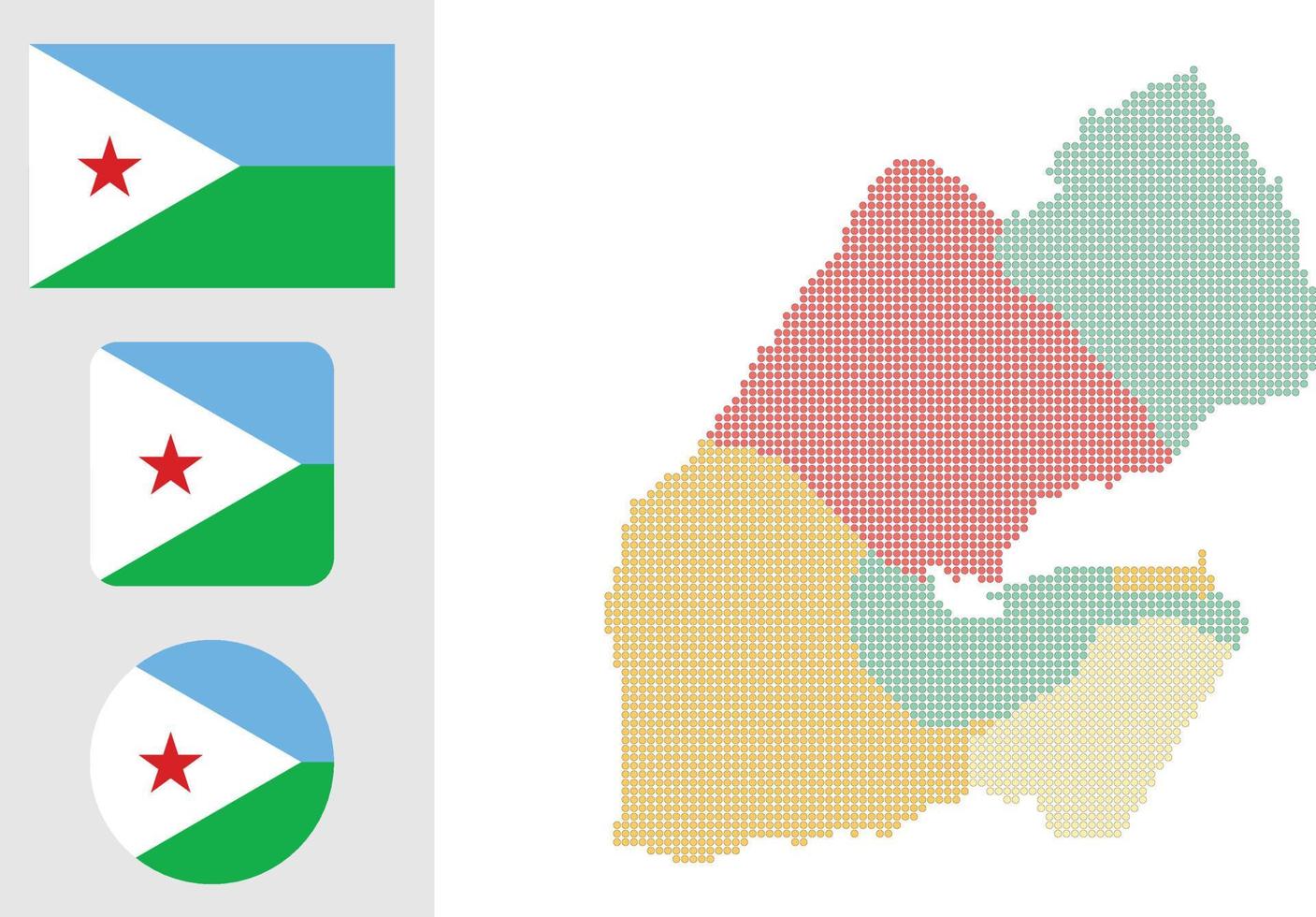 djibouti Karta och flagga platt ikon symbol vektor illustration