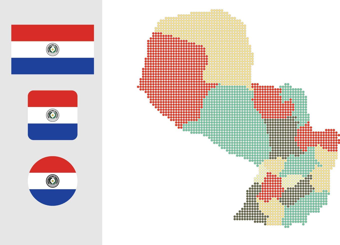 paraguay Karta och flagga platt ikon symbol vektor illustration