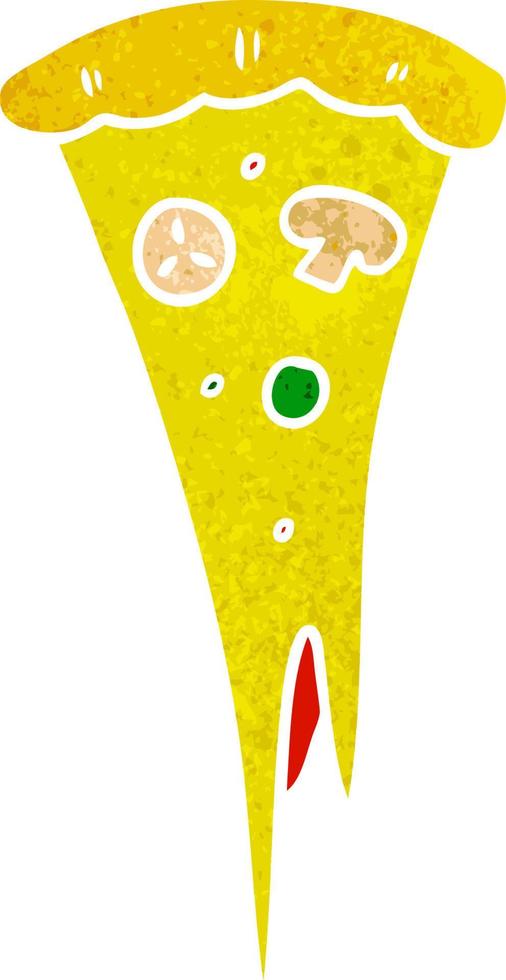 retro tecknad doodle av en skiva pizza vektor