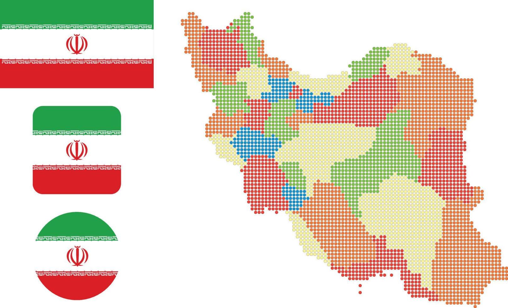 iran Karta och flagga platt ikon symbol vektor illustration