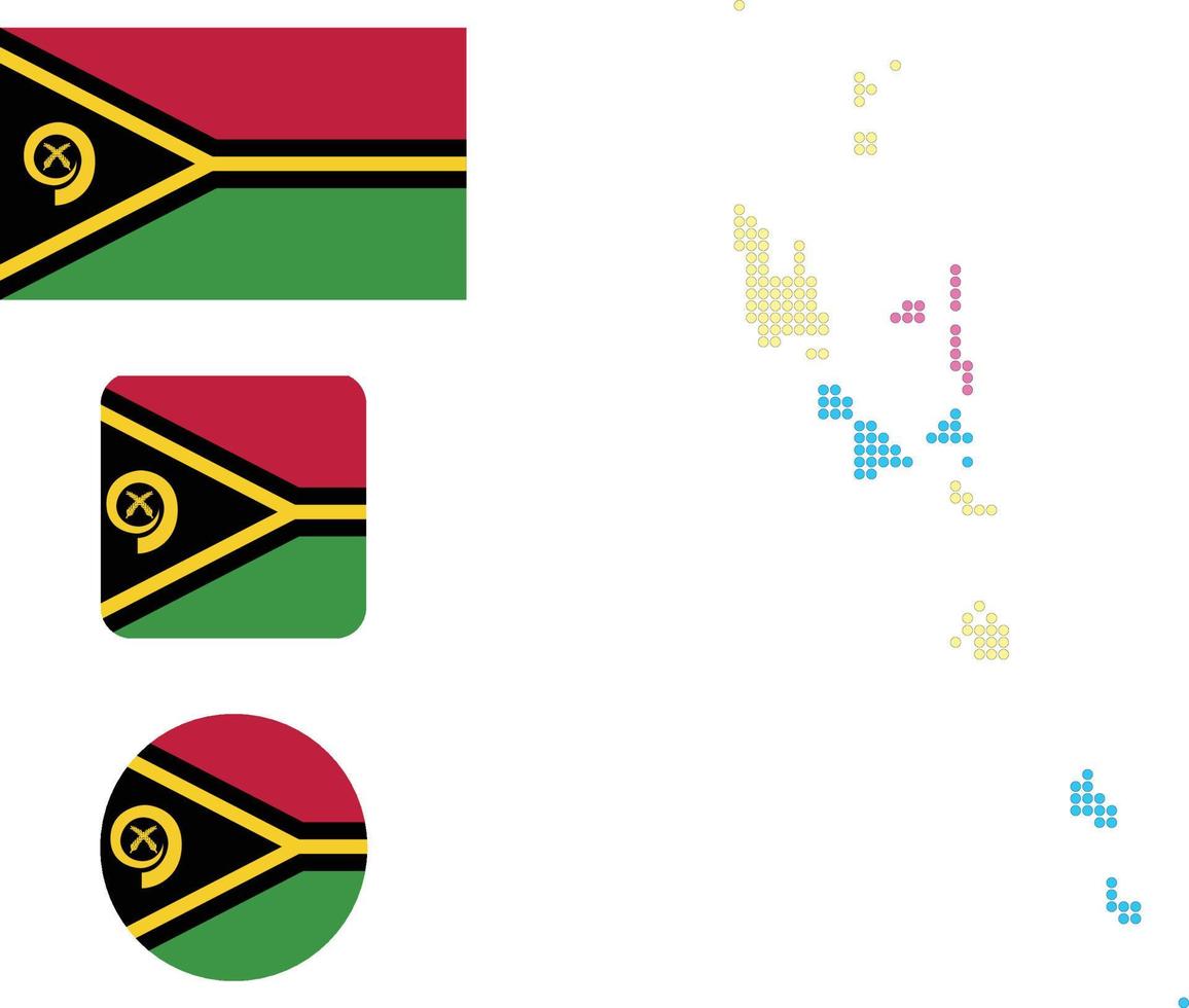 Vanuatu-Karte. und Flagge. flache Symbol-Symbol-Vektor-Illustration vektor