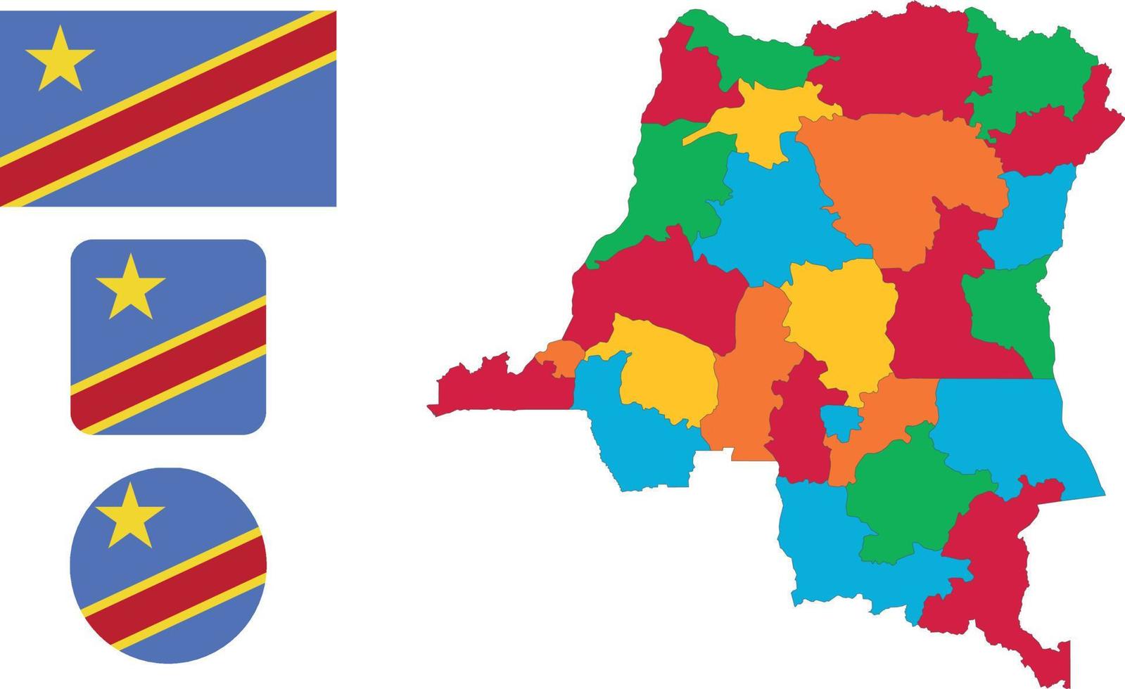 demokratisk republik av de kongo Karta och flagga platt ikon symbol vektor illustration