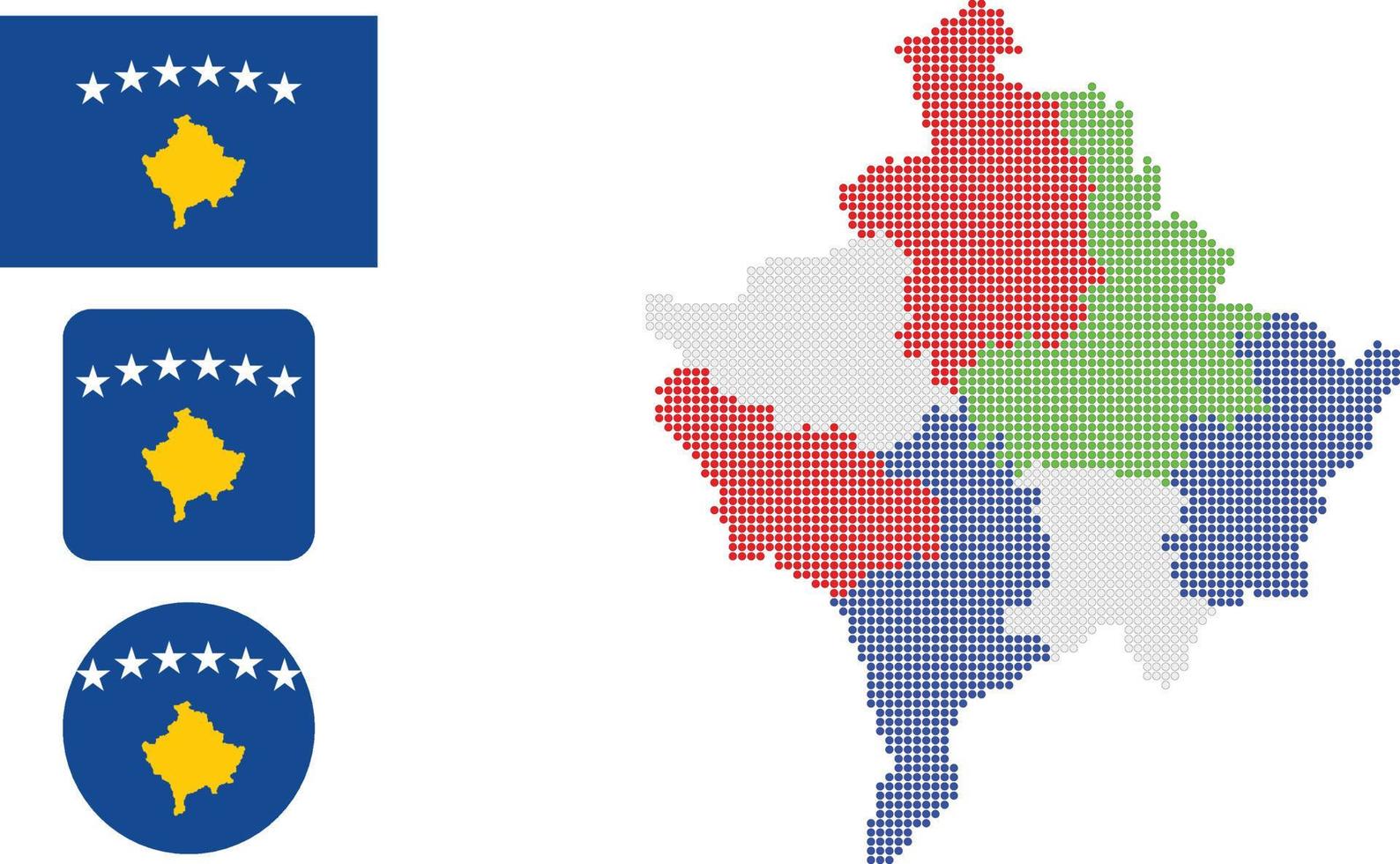 kosovo Karta och flagga platt ikon symbol vektor illustration