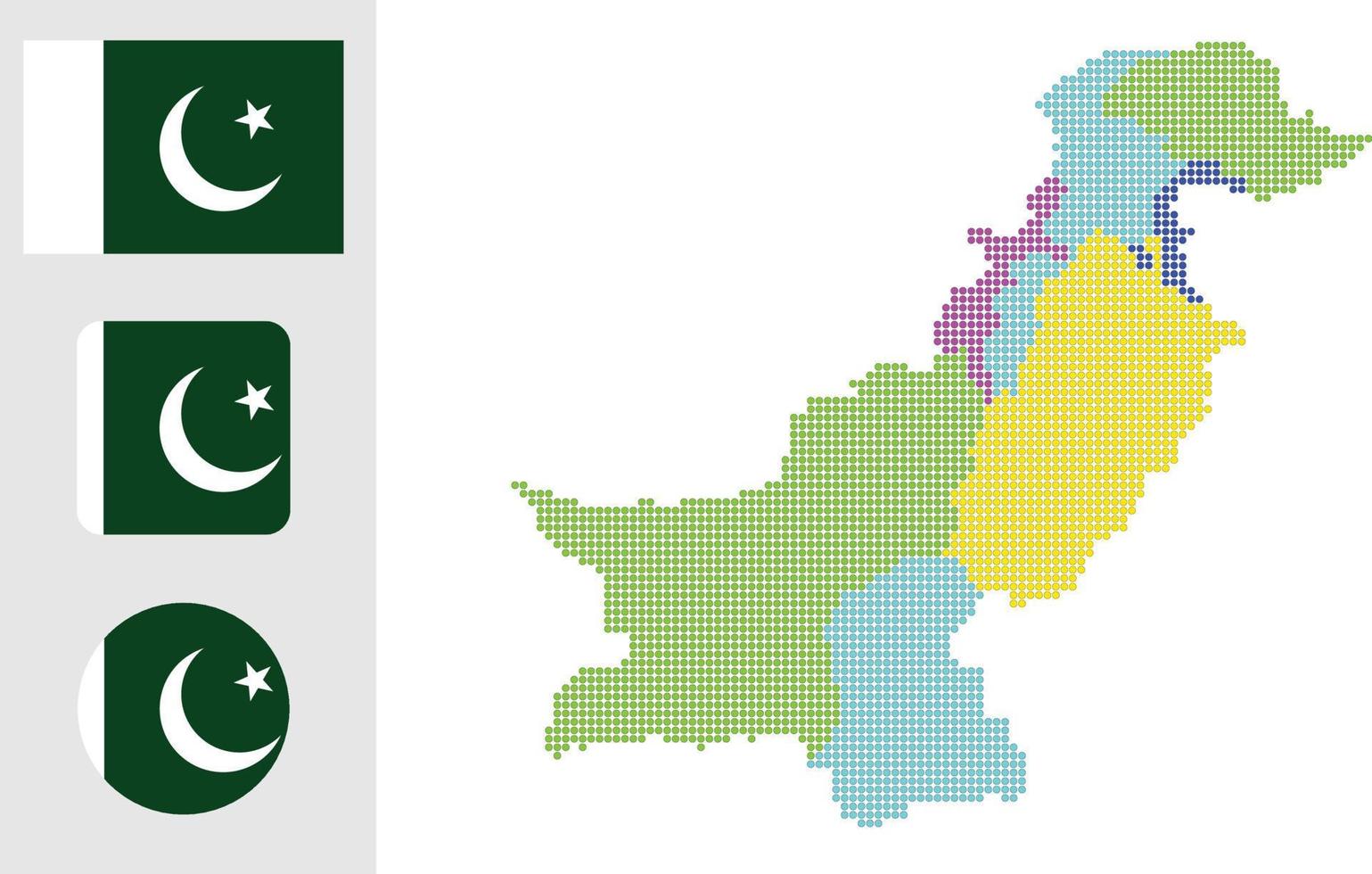 pakistan Karta och flagga platt ikon symbol vektor illustration