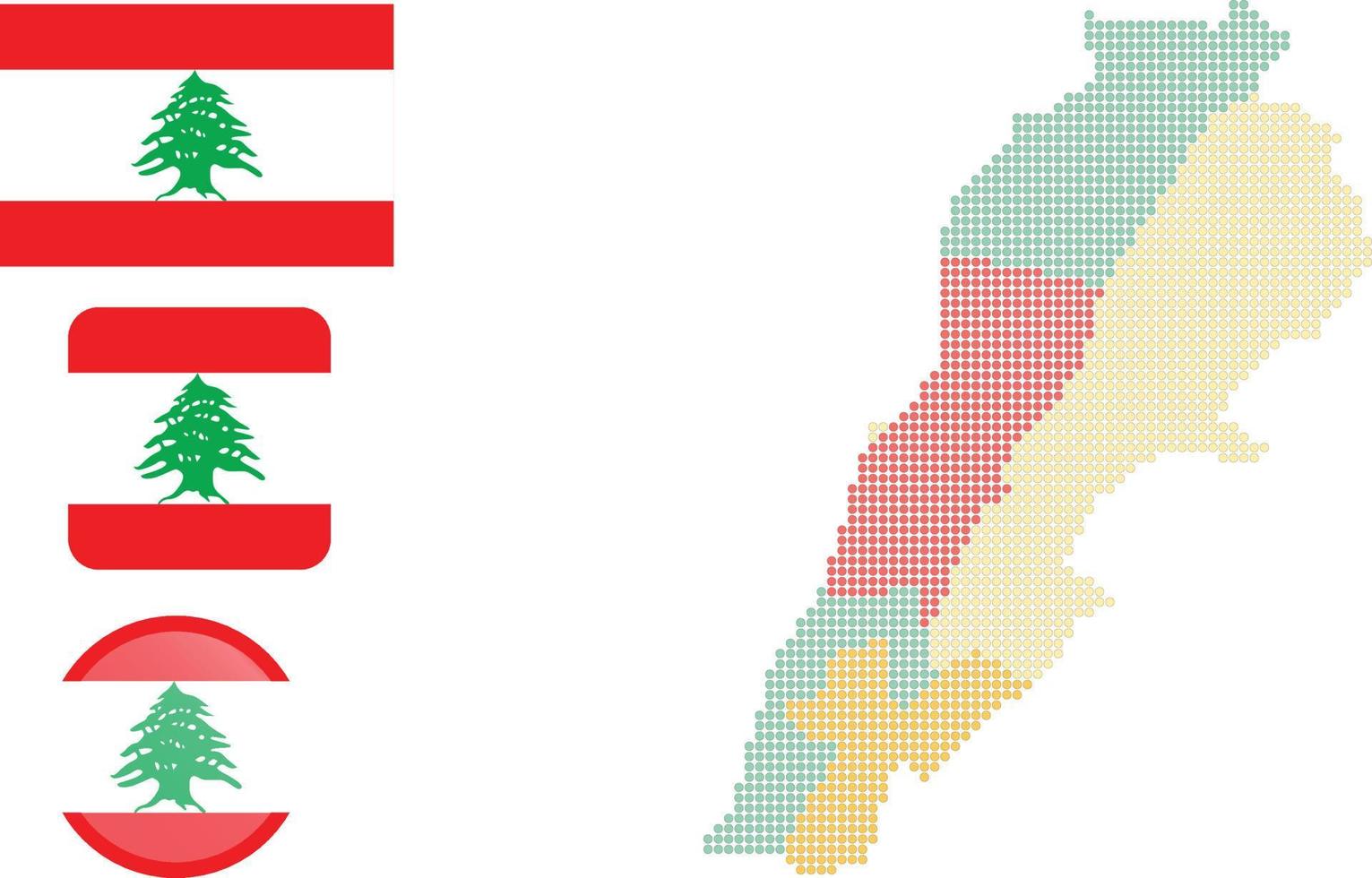 libanon Karta och flagga platt ikon symbol vektor illustration