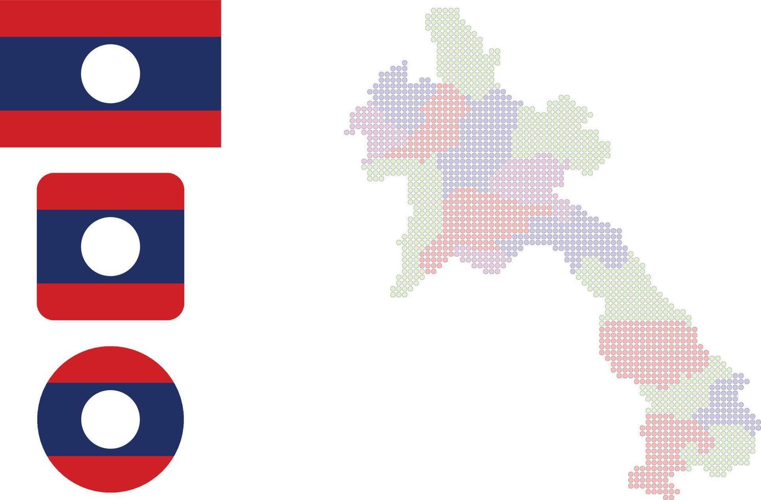laos Karta och flagga platt ikon symbol vektor illustration