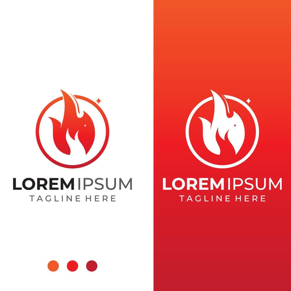 Feuer- oder Flammenlogo, Feuerballlogo und Glut. unter Verwendung eines Vektorillustrationsschablonen-Designkonzepts. vektor