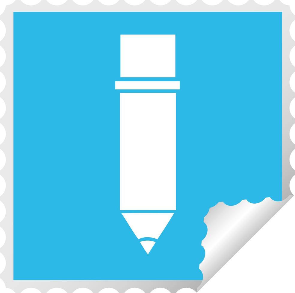 fyrkantig peeling klistermärke tecknad av en penna vektor