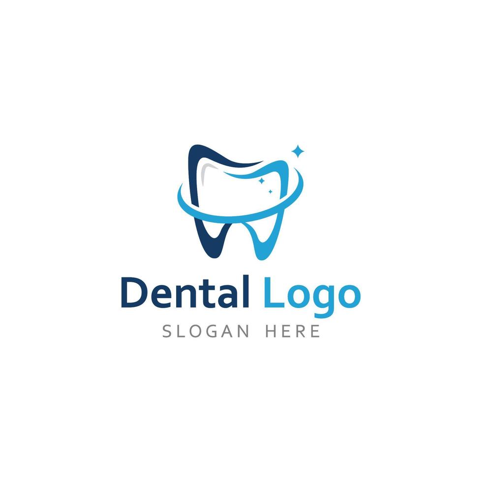 dental logotyp, logotyp för dental hälsa, och logotyp för dental vård. använder sig av en mall illustration vektor design begrepp