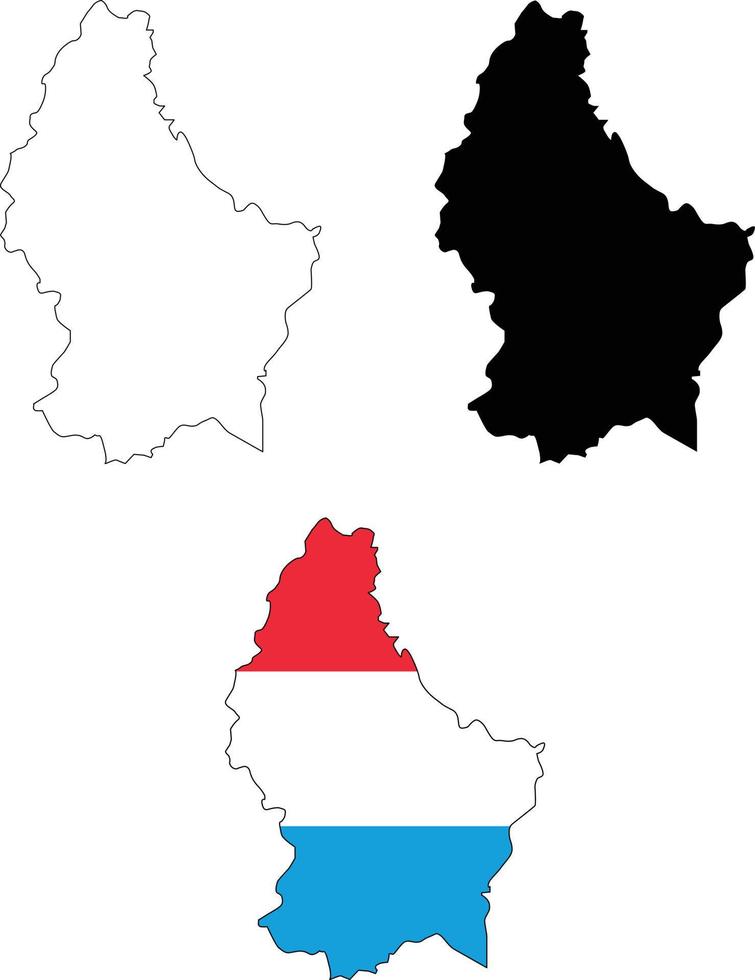 Karta luxemburg på vit bakgrund. Karta av luxemburg med nationell flagga. platt stil. vektor