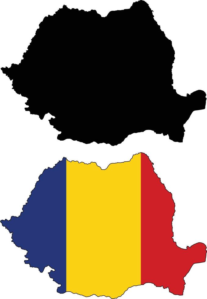 detaljerad Karta av rumänien på vit bakgrund. rumänien Karta färgad med flagga färger. platt stil. vektor
