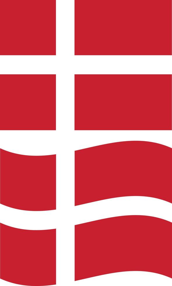 die nationalflagge von dänemark. dänische Nationalflagge weht. flacher Stil. vektor
