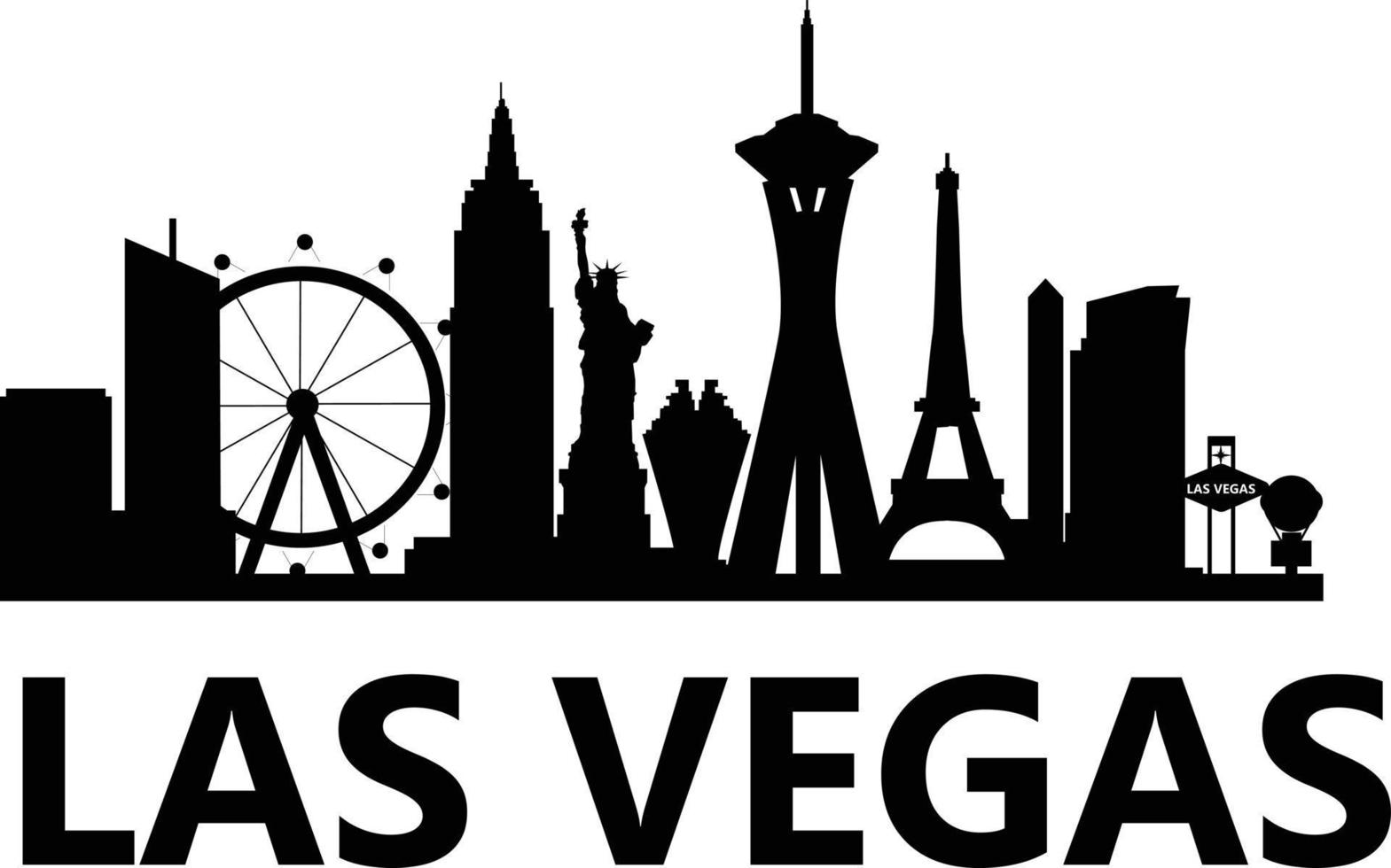 Skyline von Las Vegas auf weißem Hintergrund. las vegas stadt, usa-silhouette. Zeichen der Stadt Las Vegas Nevada. flacher Stil. vektor