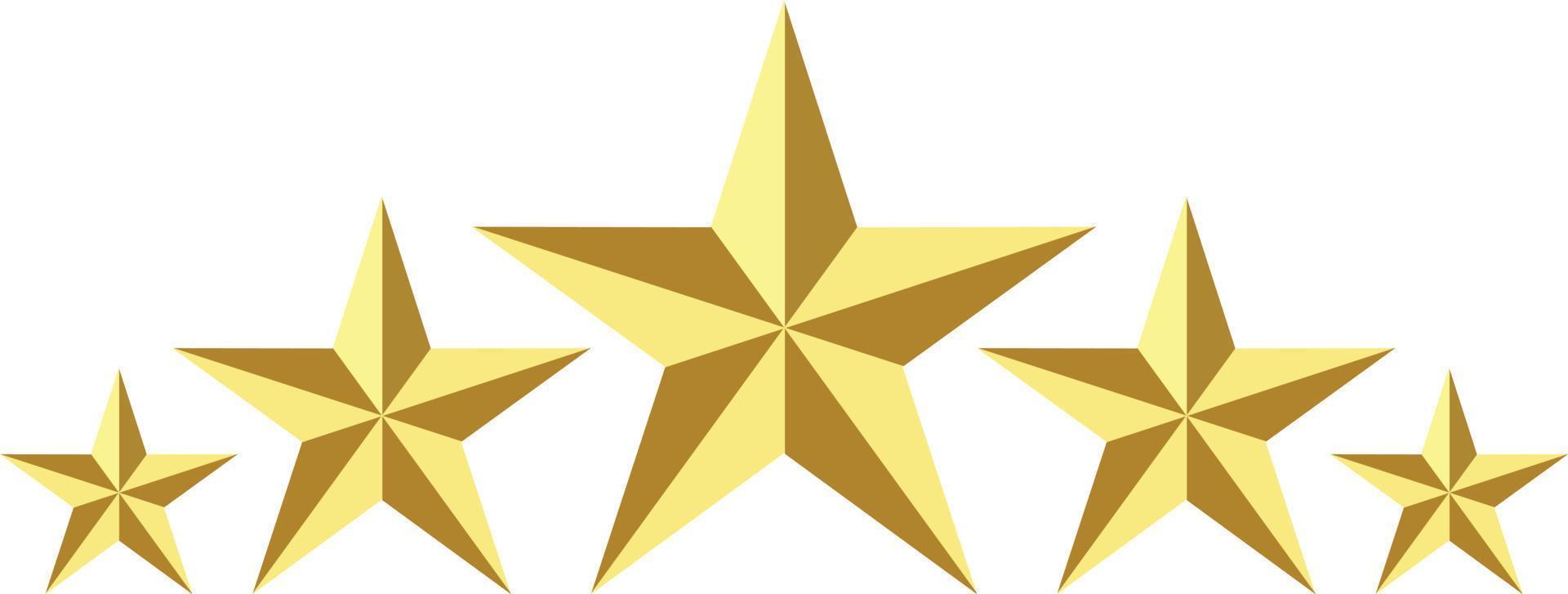 fem gyllene betyg stjärna ikon på vit bakgrund. vinna priser tecken. tilldela symbol. Framgång begrepp. platt stil. vektor