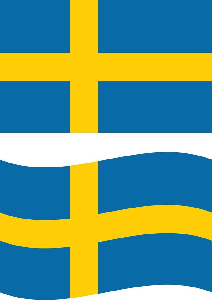 Sverige flagga på vit bakgrund. vinka flagga av Sverige. platt stil. vektor