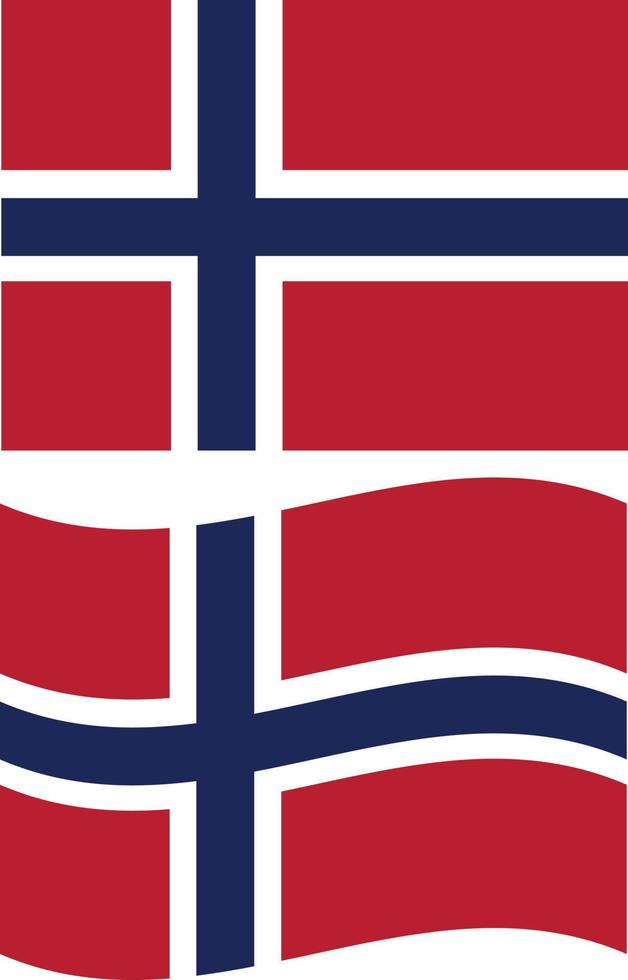 Norwegen-Flagge auf weißem Hintergrund. schwenkende Flagge des norwegischen Staates. flacher Stil. vektor