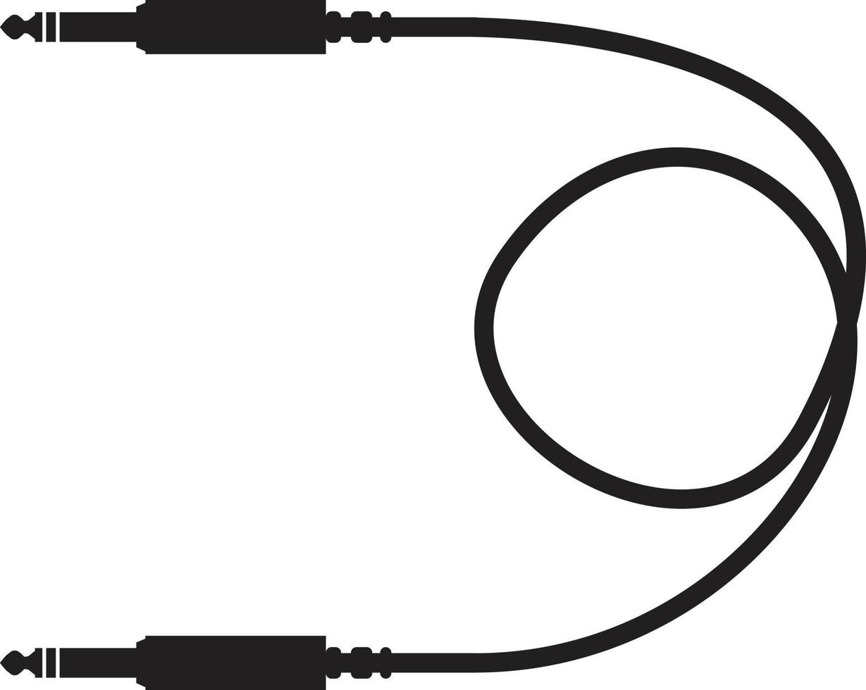 Audiokabel-Symbol auf weißem Hintergrund. Audiostecker zum Anschluss von Soundgeräten. stecker draht zeichen. flacher Stil. vektor