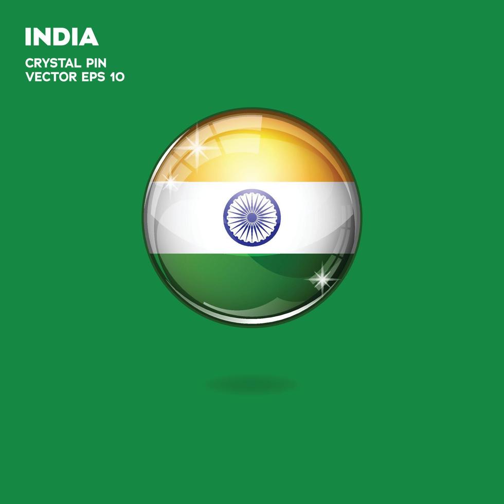 Indien-Flagge 3D-Schaltflächen vektor