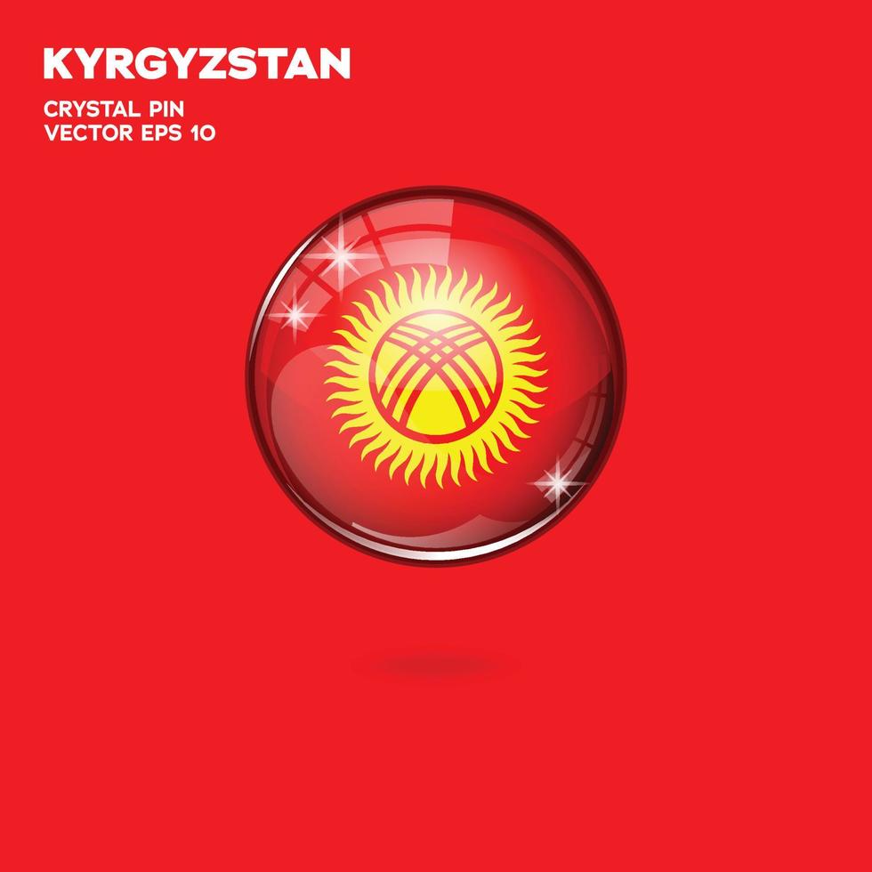 Kirgisistan-Flagge 3D-Schaltflächen vektor