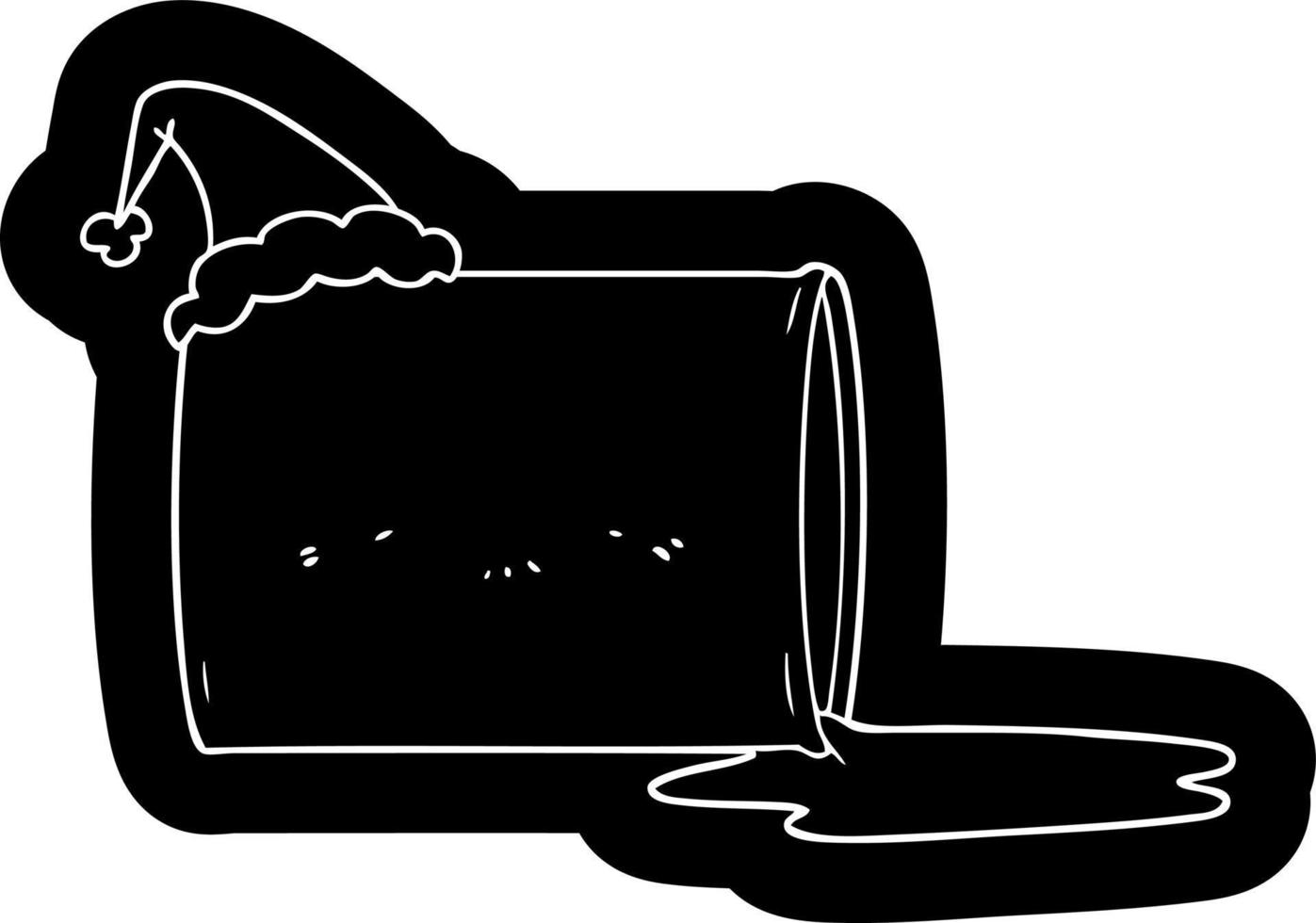 tecknad serie ikon av en olja trumma bär santa hatt vektor
