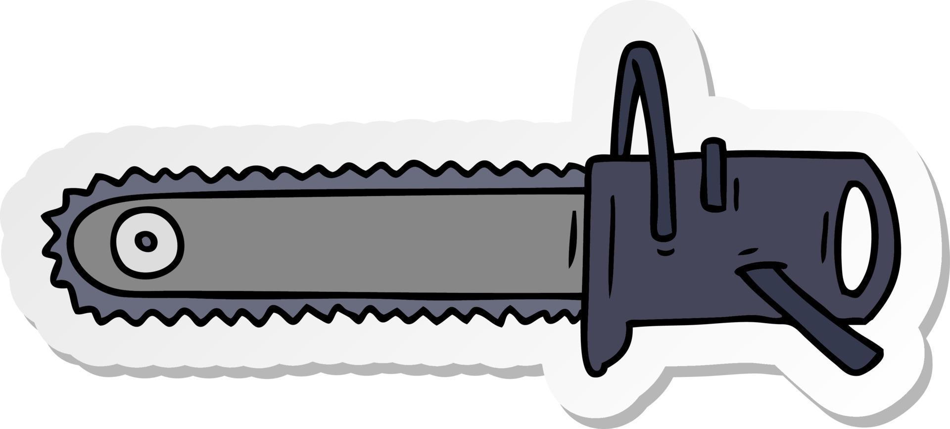klistermärke tecknad doodle för en motorsåg vektor