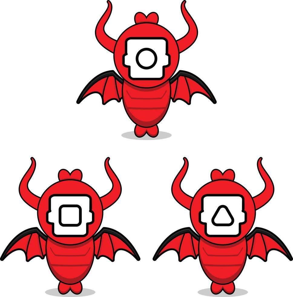 söt karaktär maskot spel röd spöke pocong design. traditionell indonesiska spöke vektor