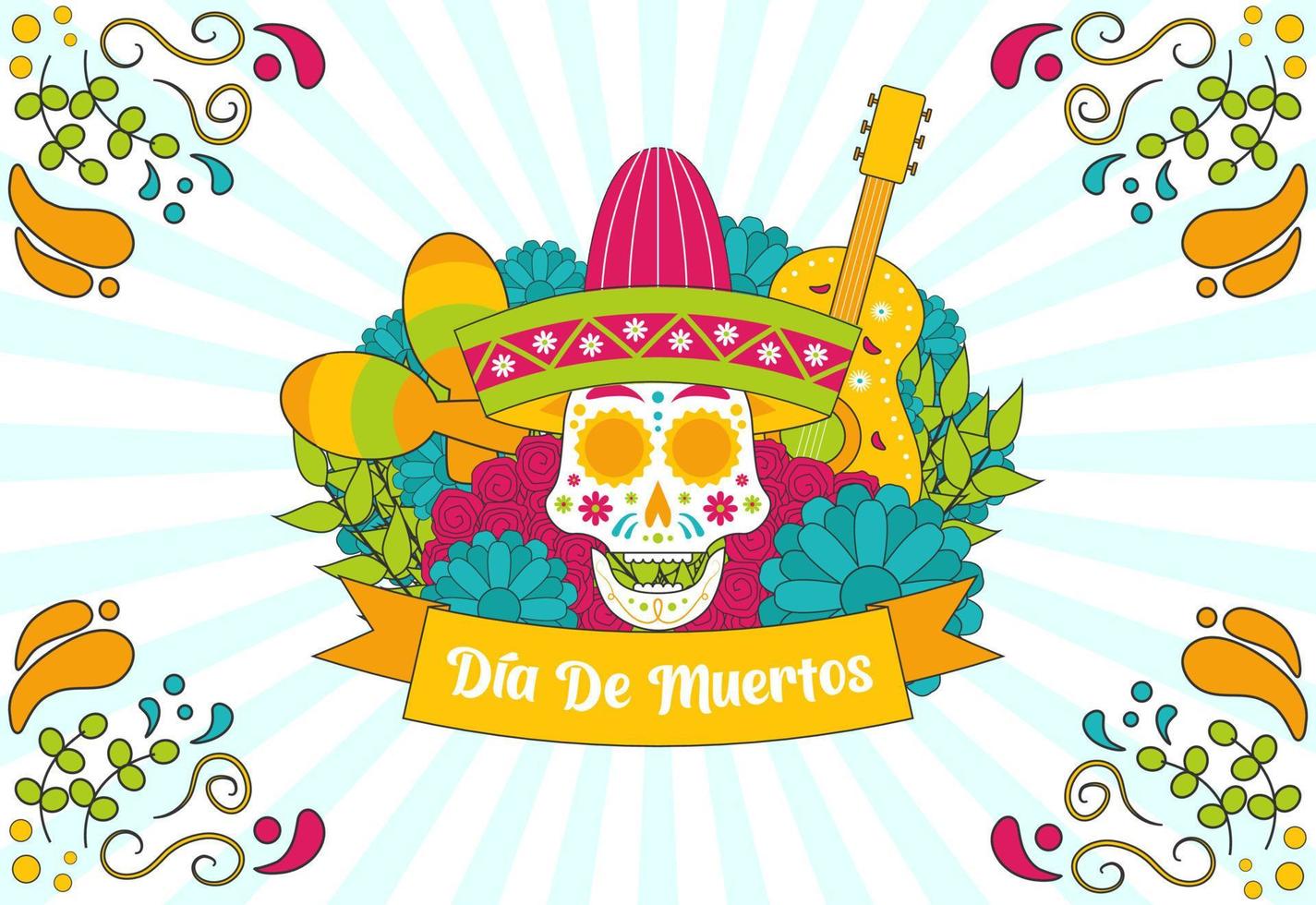 festliches dia de muertos mexikanisches feiertagshintergrunddesign vektor